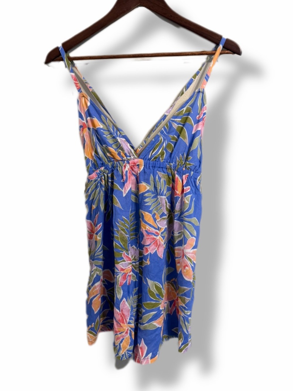 Billabong Tropical Floral Romper Tie Back Blue Floral Shorts Medium